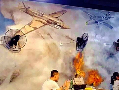 無(wú)錫墻繪,戰(zhàn)斗機(jī),火焰